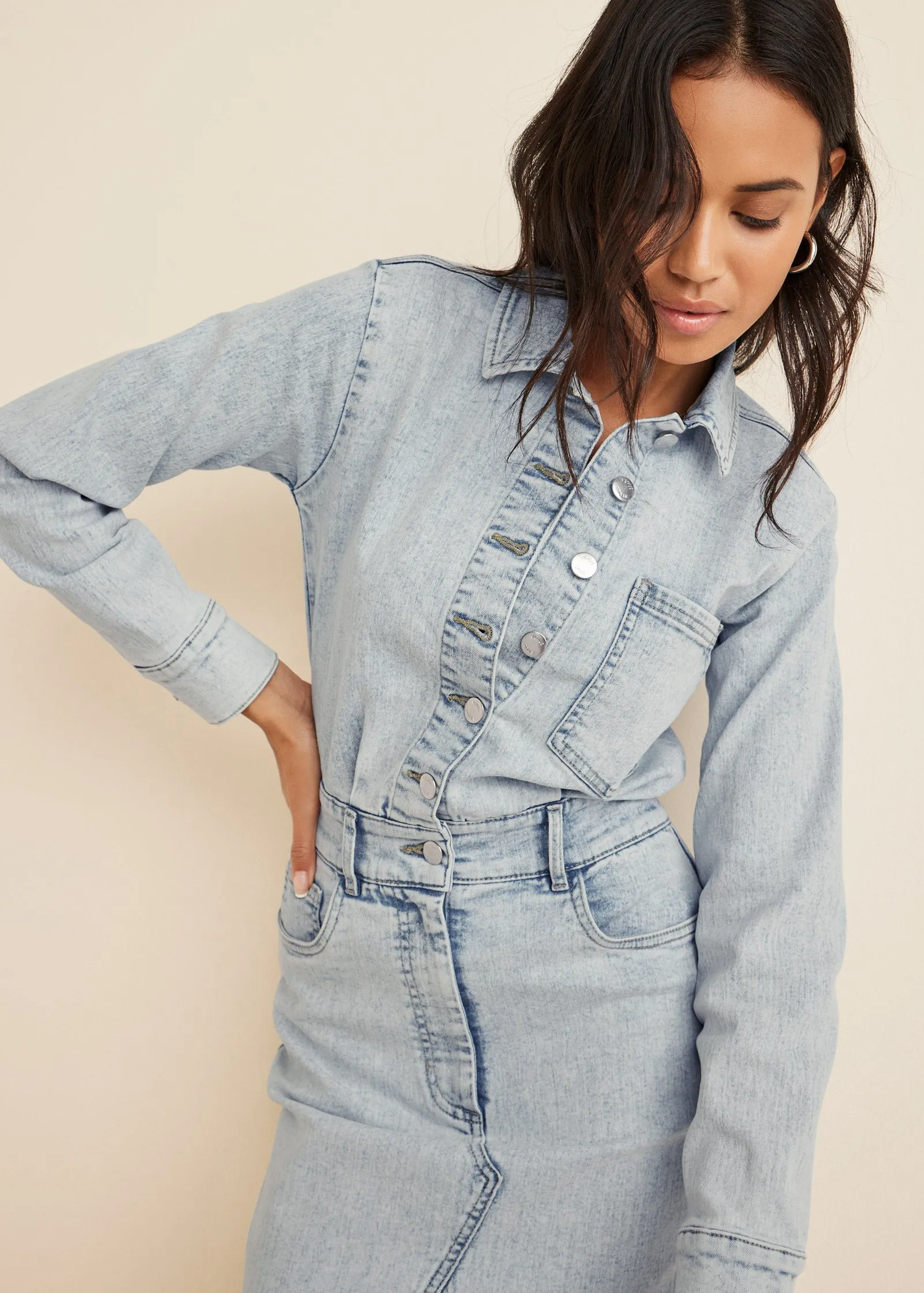 Denim Shirt Dress - Light Wash