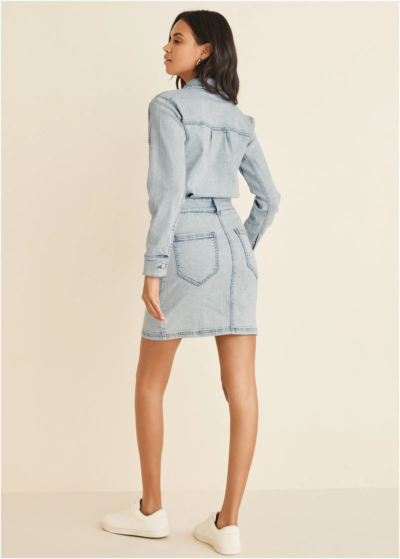 Denim Shirt Dress - Light Wash