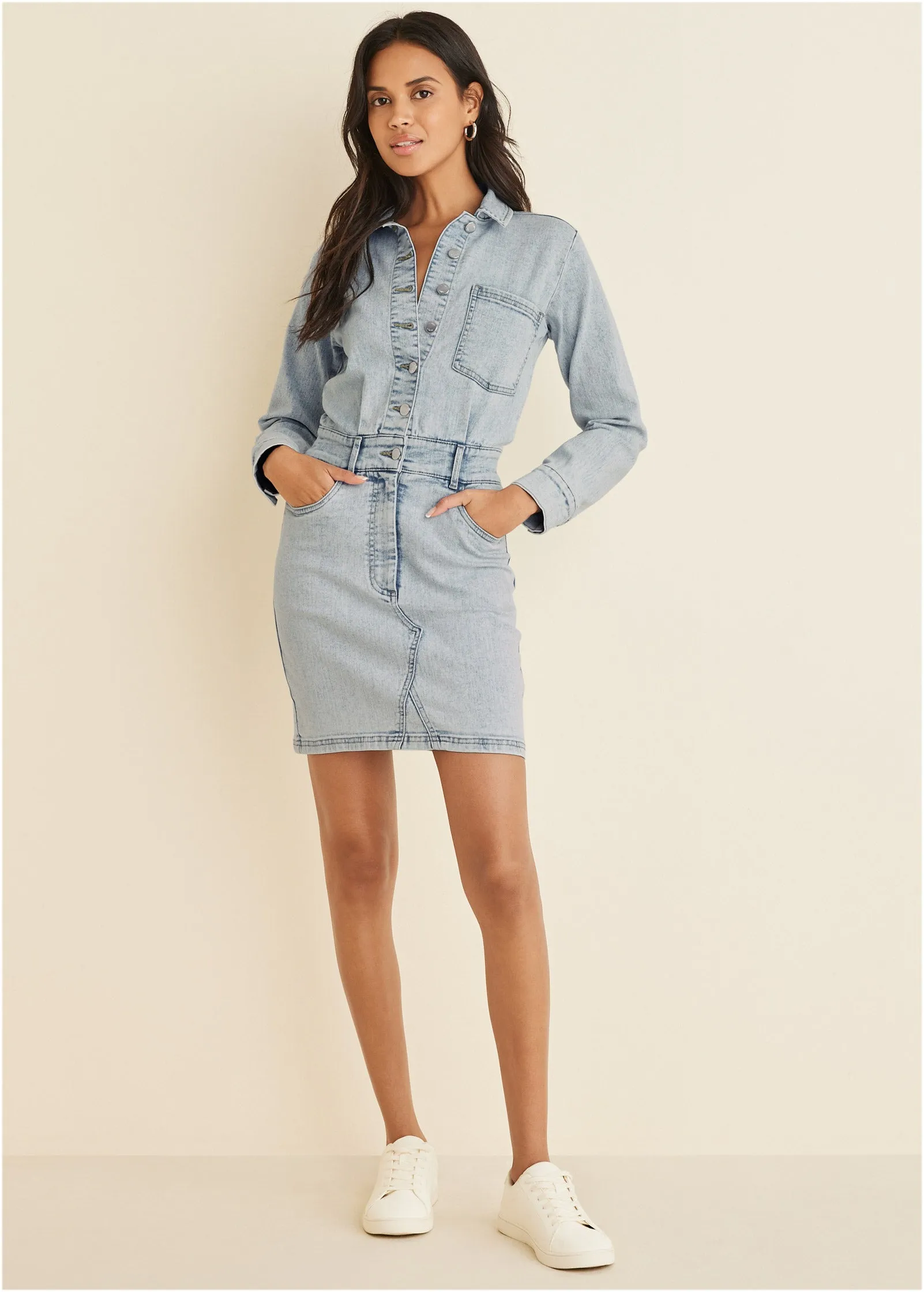 Denim Shirt Dress - Light Wash