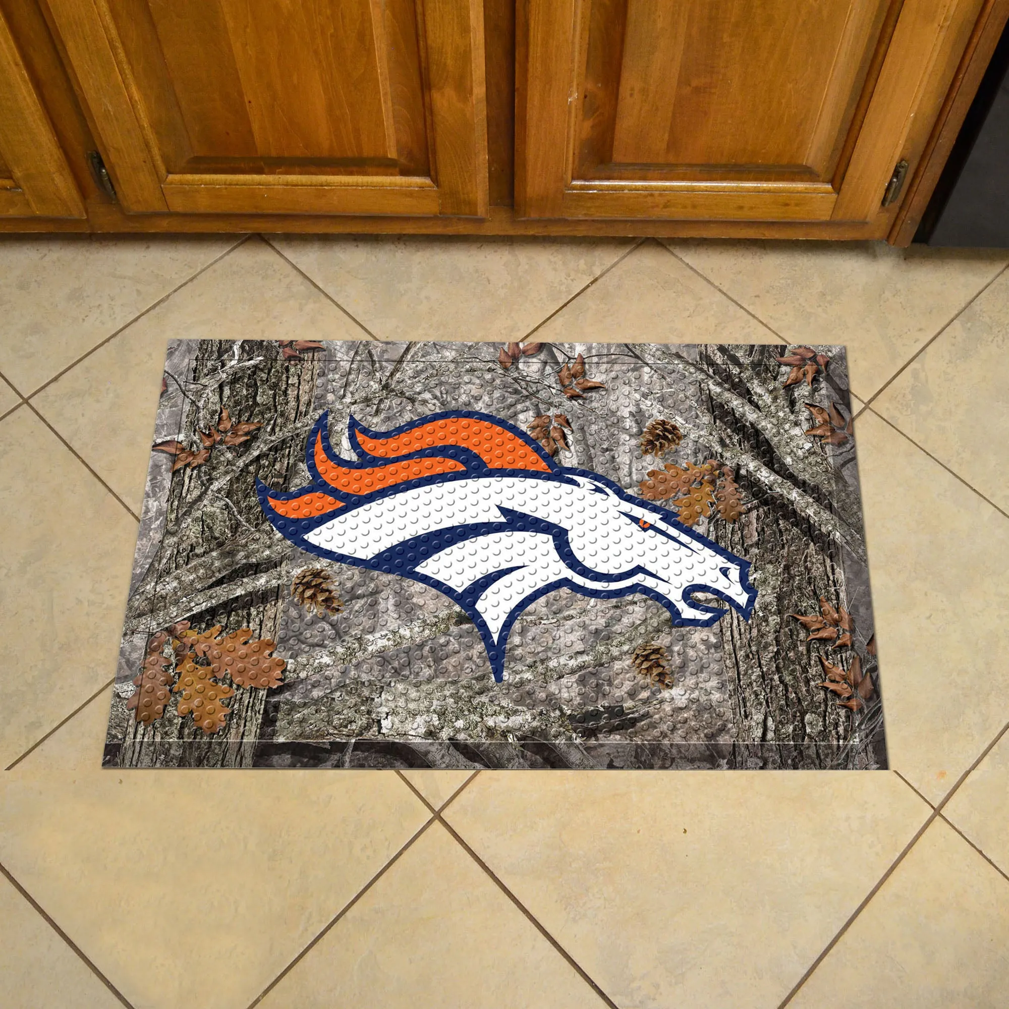 Denver Broncos Rubber Scraper Door Mat Camo