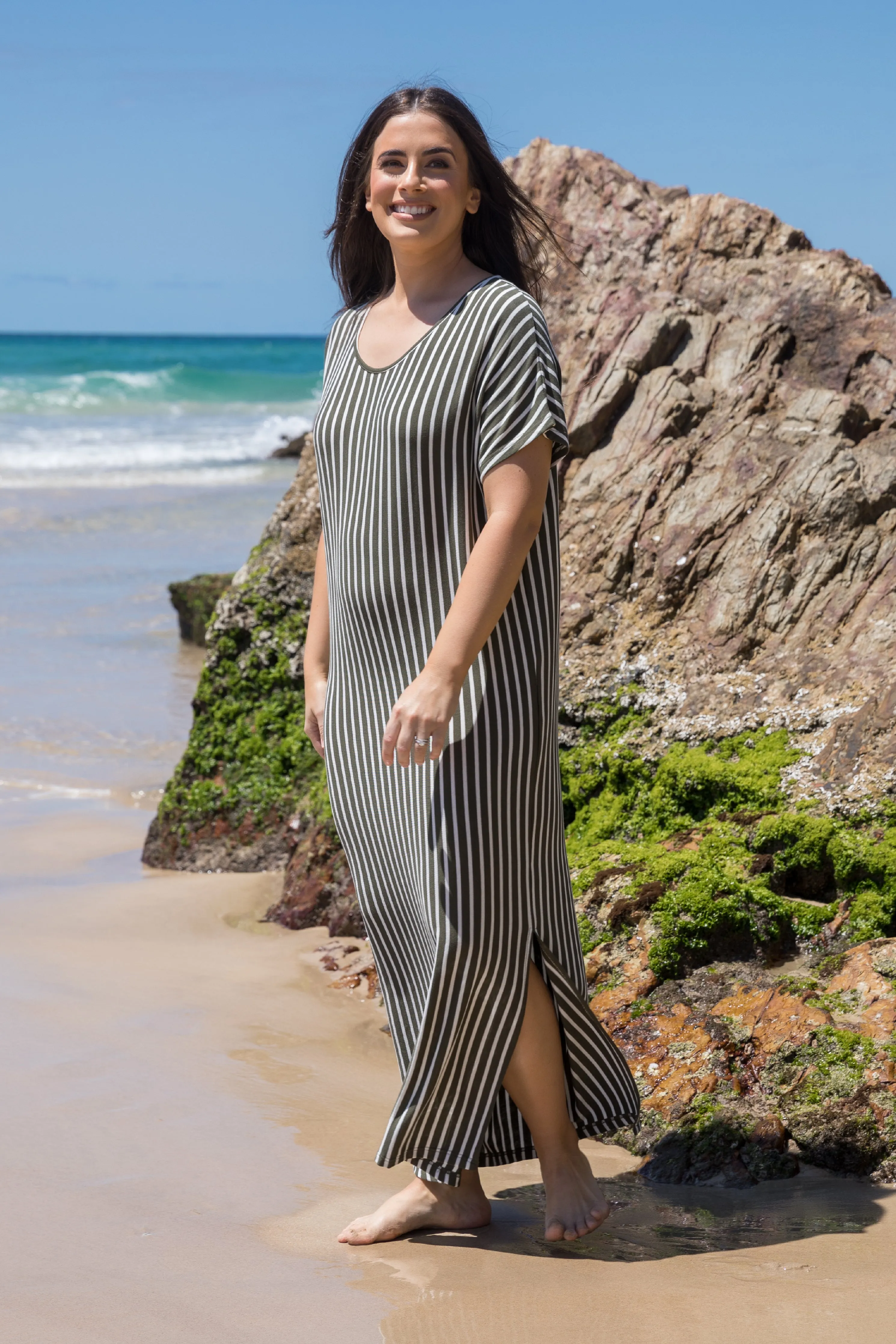 Destiny Dress | Green Stripe | FINAL SALE