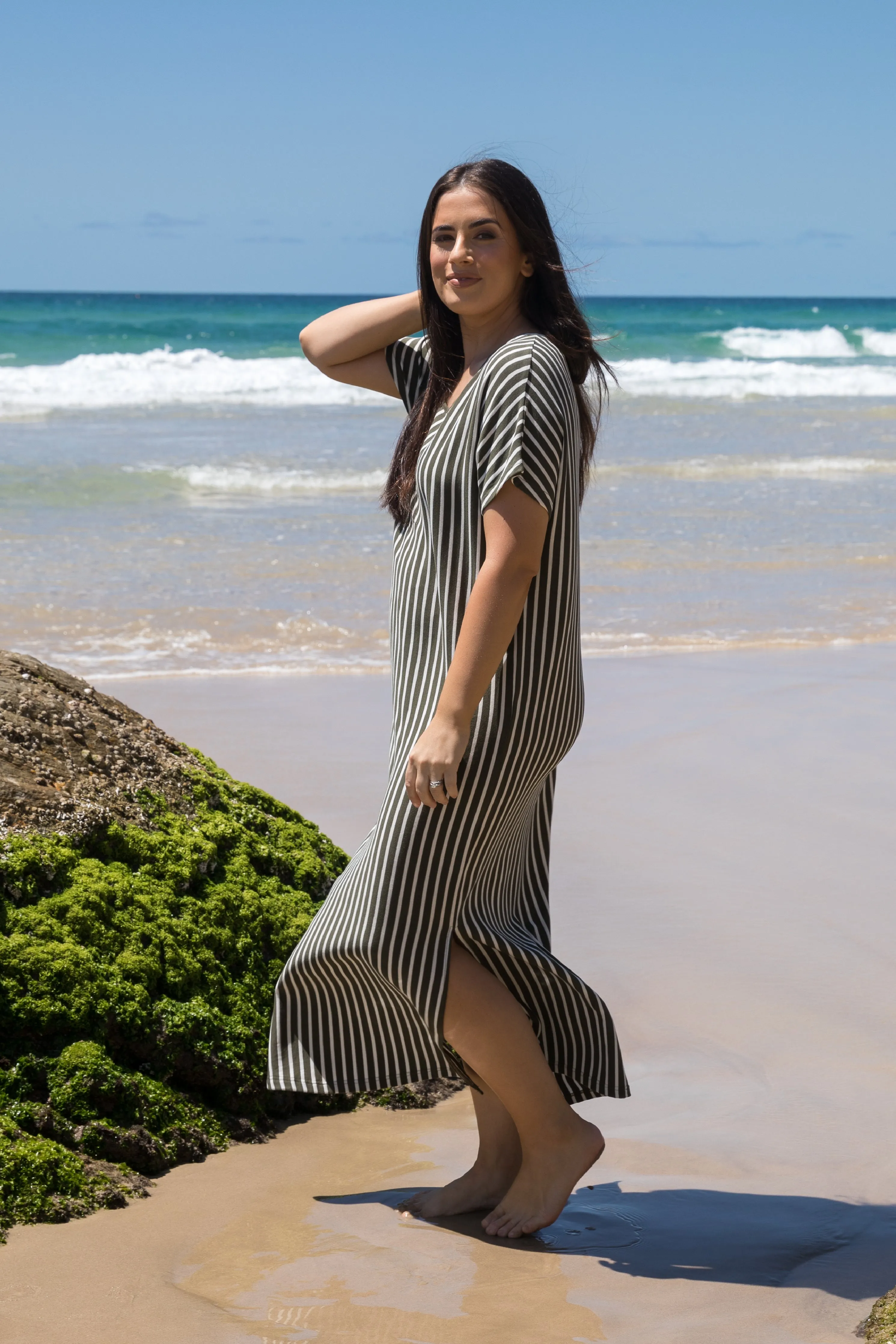 Destiny Dress | Green Stripe | FINAL SALE