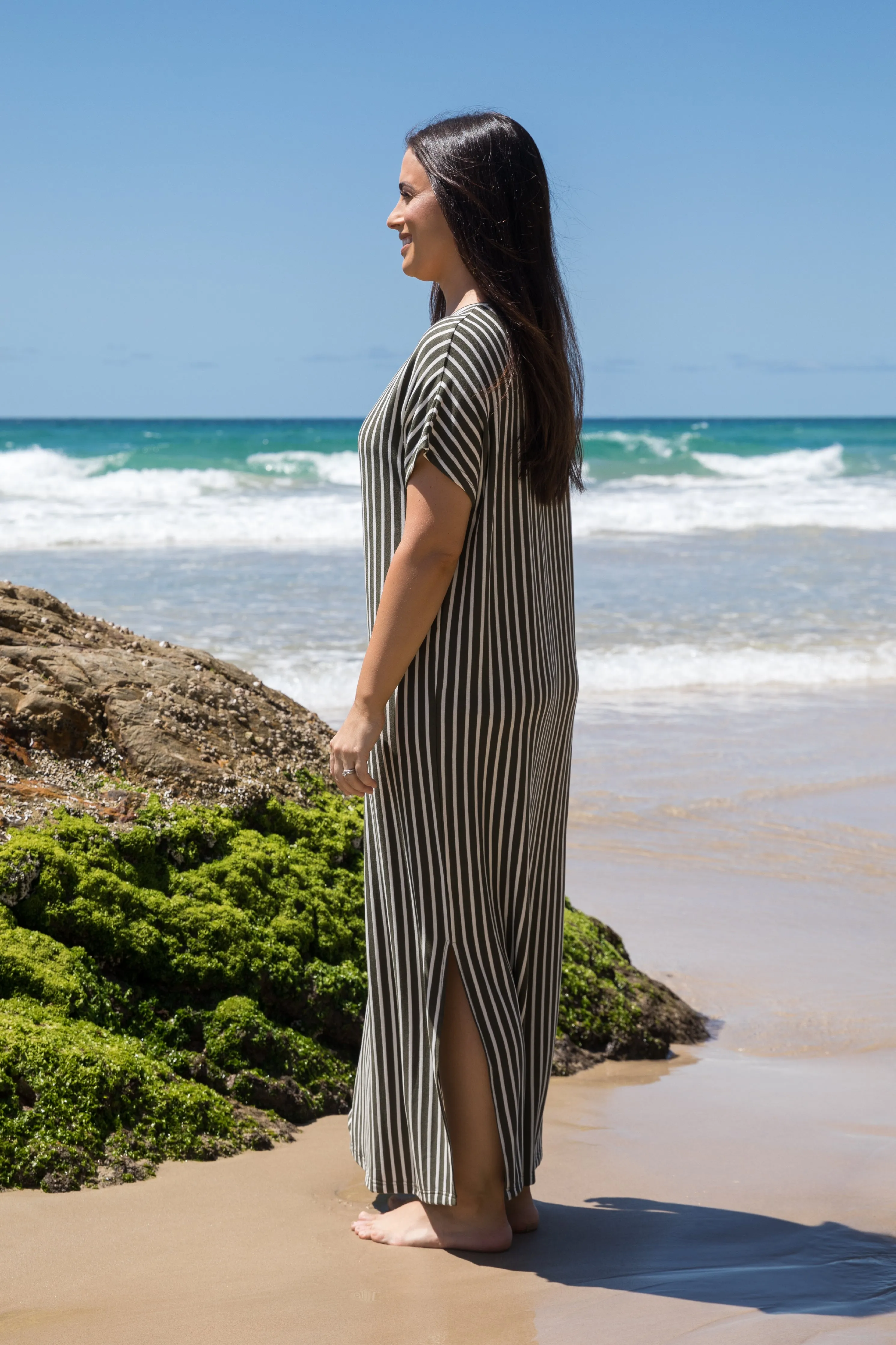 Destiny Dress | Green Stripe | FINAL SALE