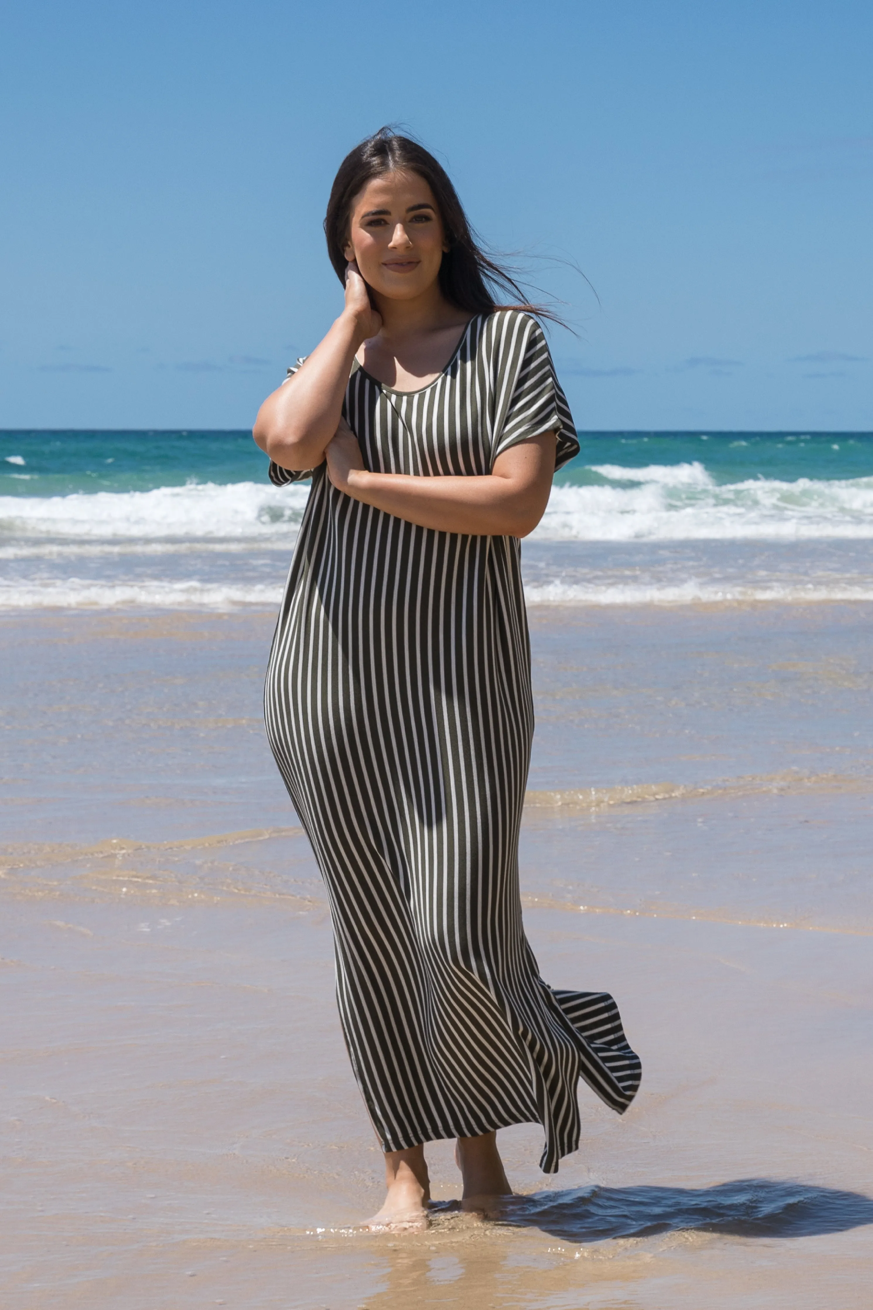 Destiny Dress | Green Stripe | FINAL SALE