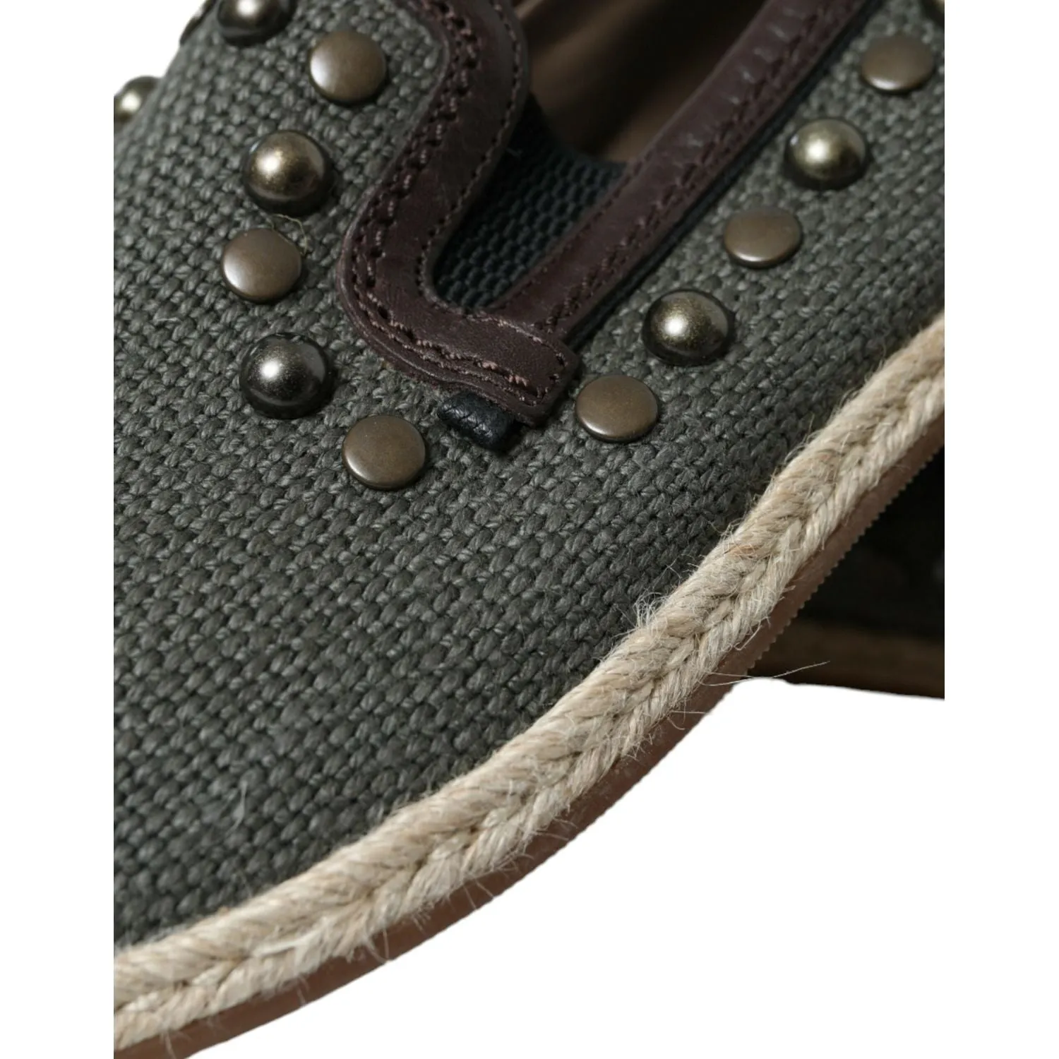 Dolce & Gabbana Studded Canvas Loafer Slipper Shoes