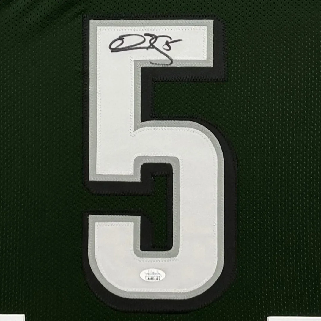 Donovan McNabb Signed Green Custom Suede Matte Framed Football Jersey