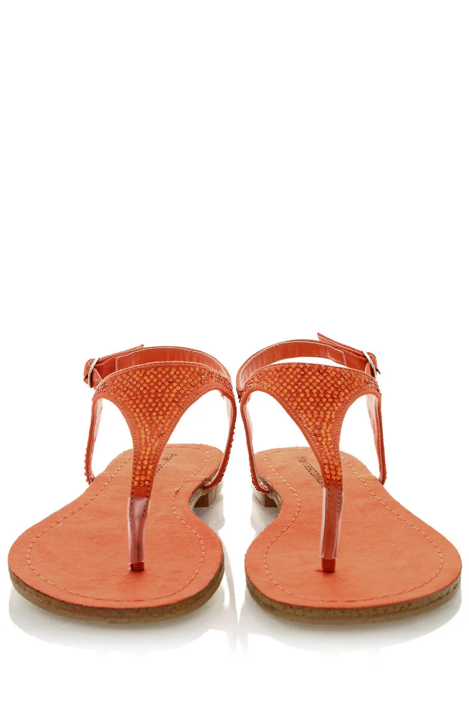 FRANCESCO MILANO ARETHA Orange Crystal Sandals