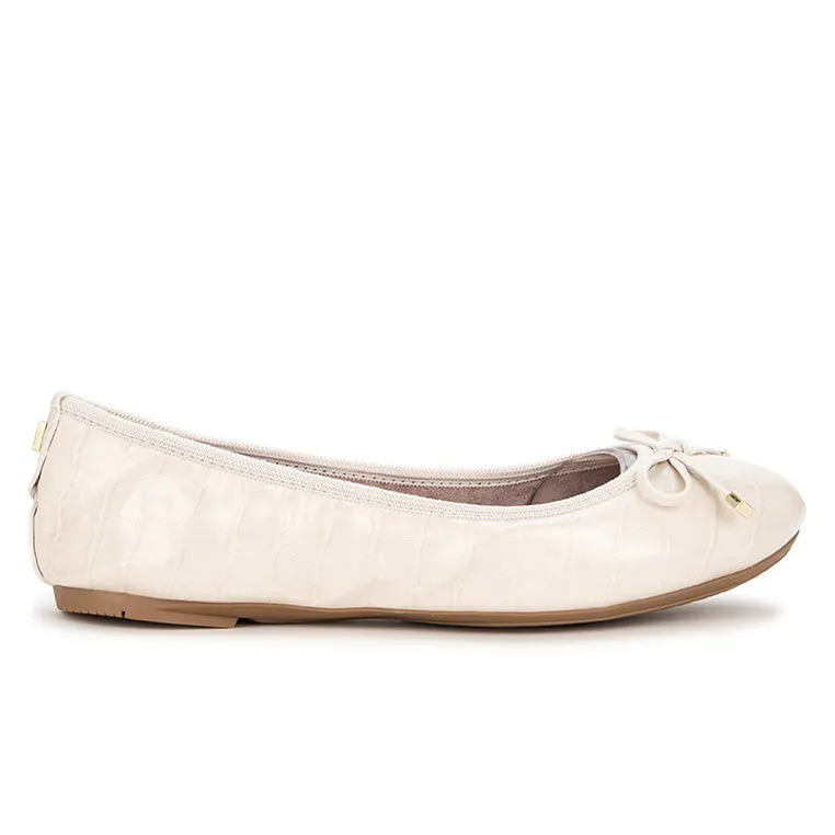 FRANKIE Ballet Flat Shoes - Beige Croc