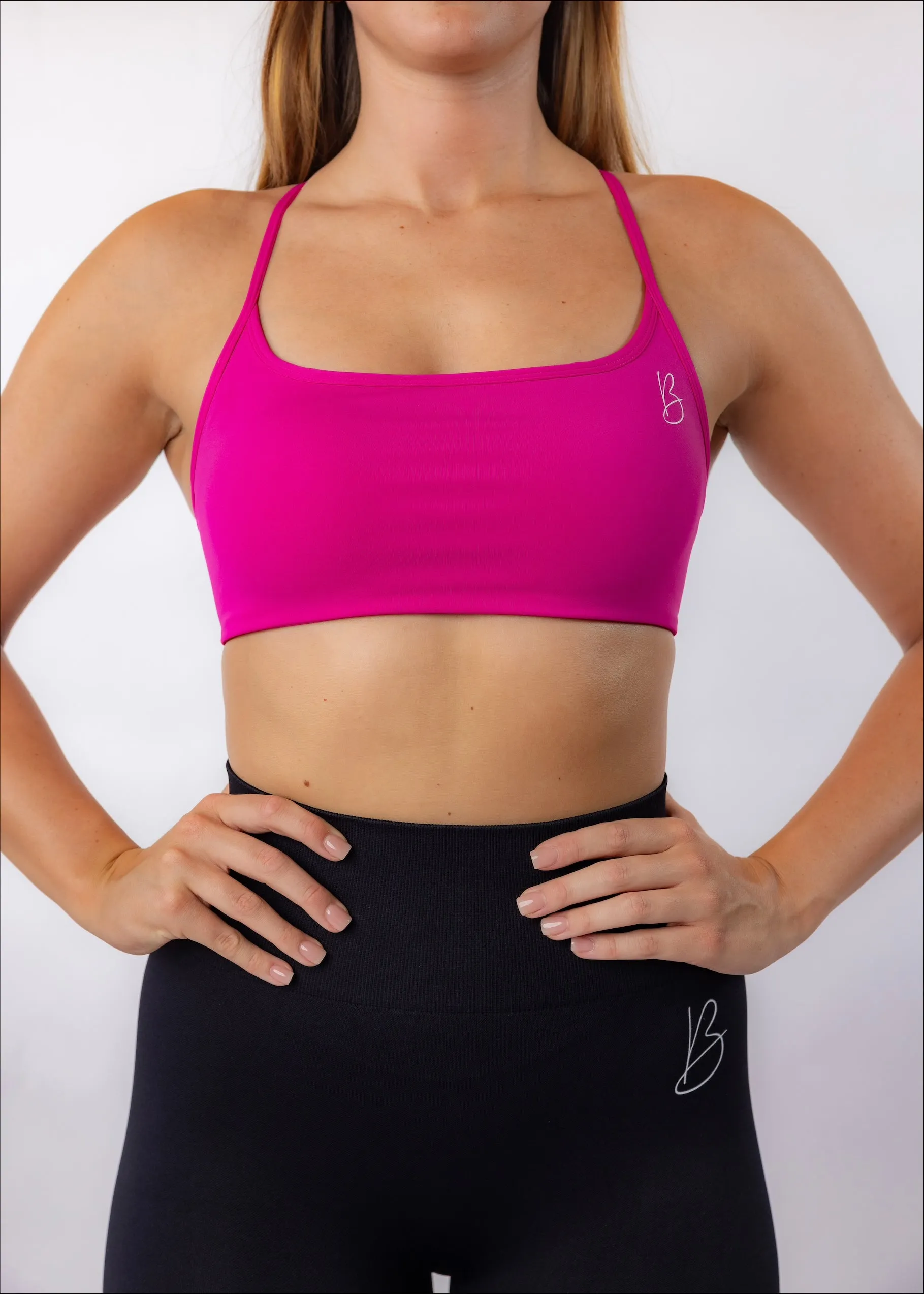 Fuchsia Open Back Sports Bra