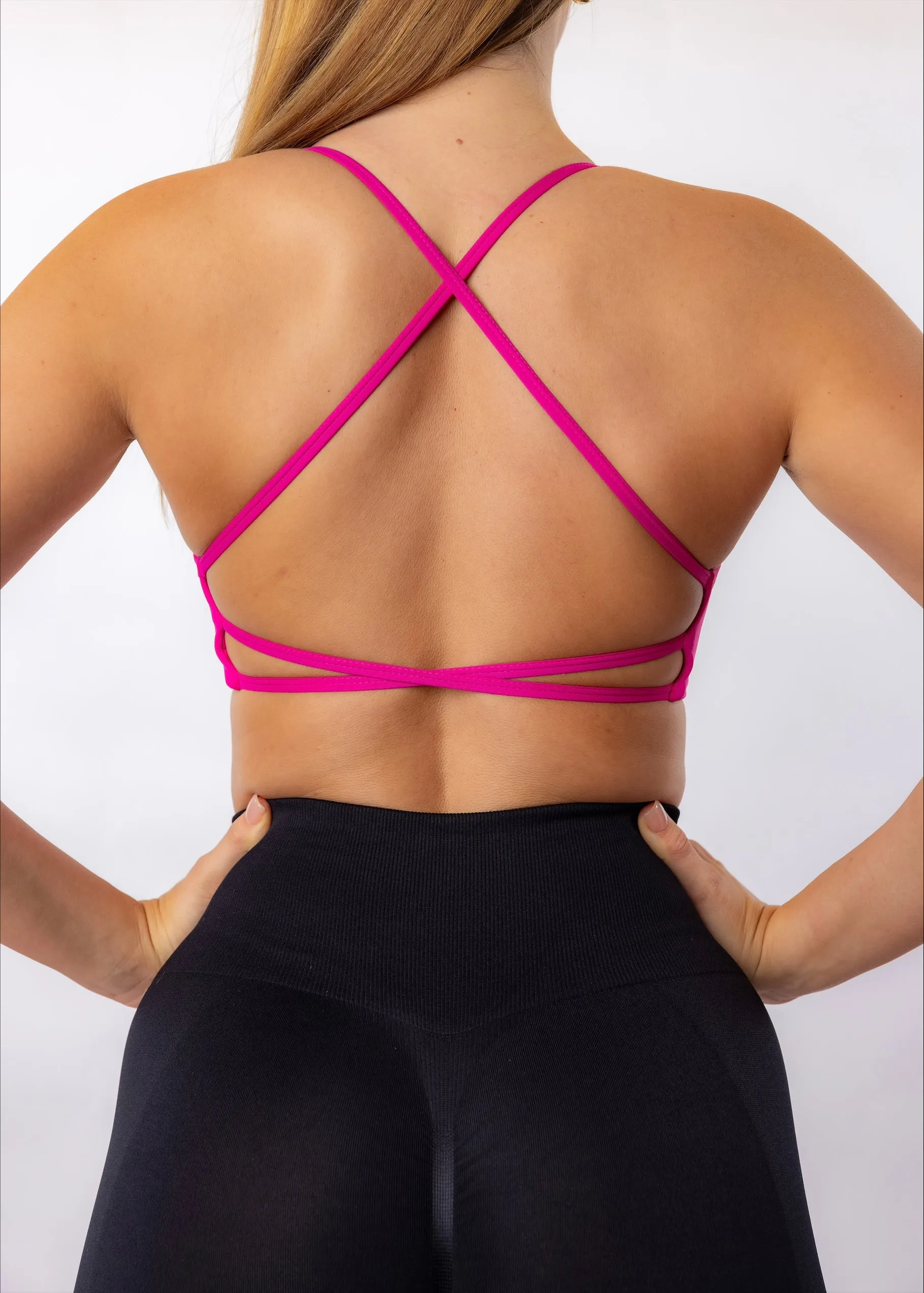 Fuchsia Open Back Sports Bra