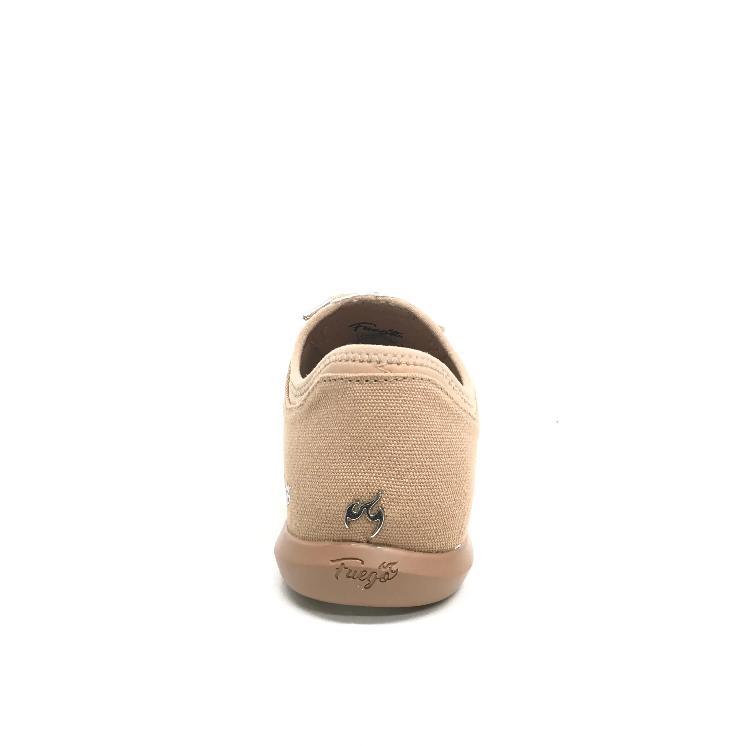 Fuego: Split Sole Dance Sneaker | Latte Fabric & Neoprene | MED | Flat Split Rubber Sole | VEGAN