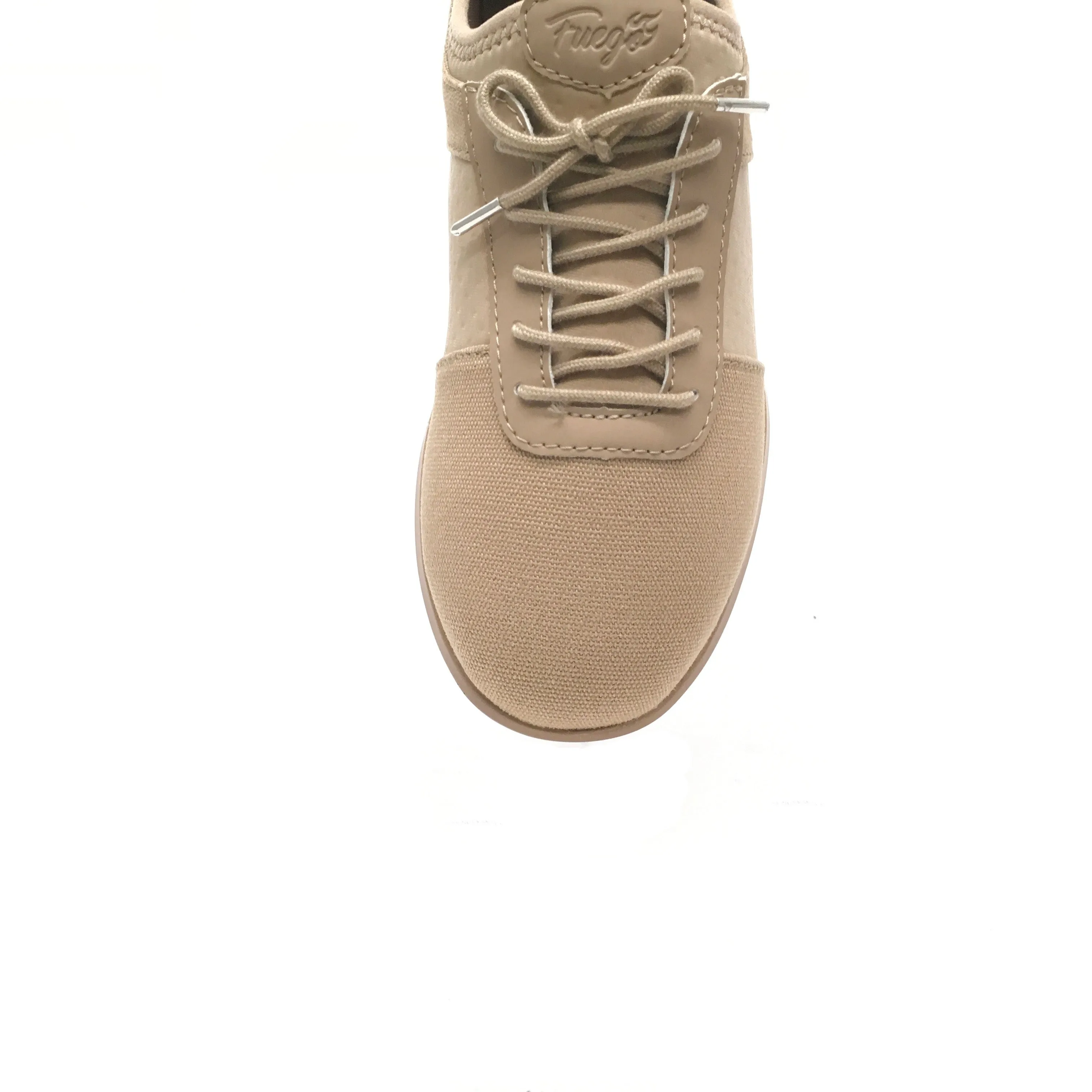 Fuego: Split Sole Dance Sneaker | Latte Fabric & Neoprene | MED | Flat Split Rubber Sole | VEGAN