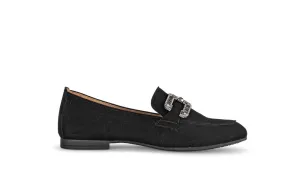 Gabor Black Suede loafer Diamante Buckle 21017