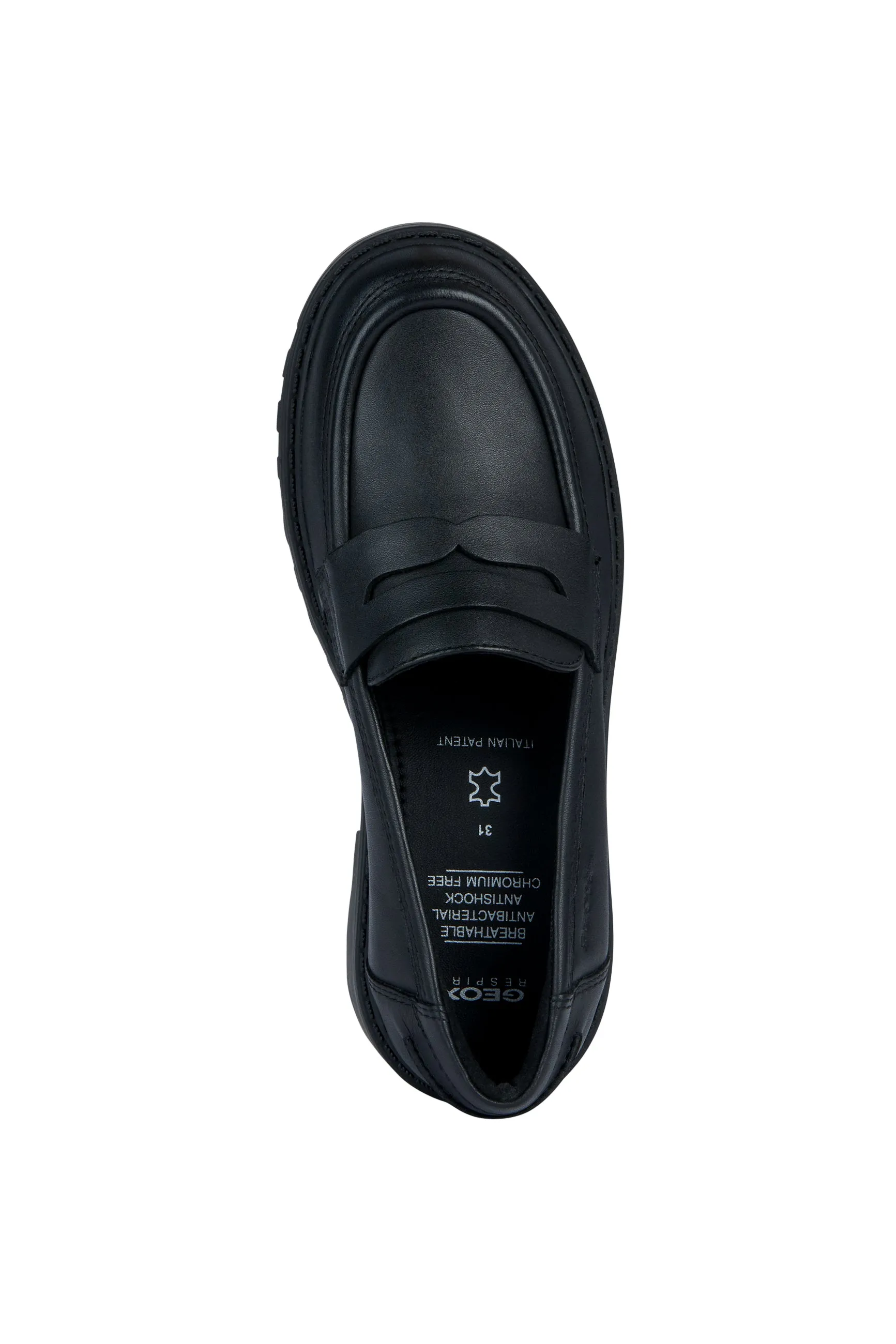 Geox Casey Loafer Girls Black School Shoe