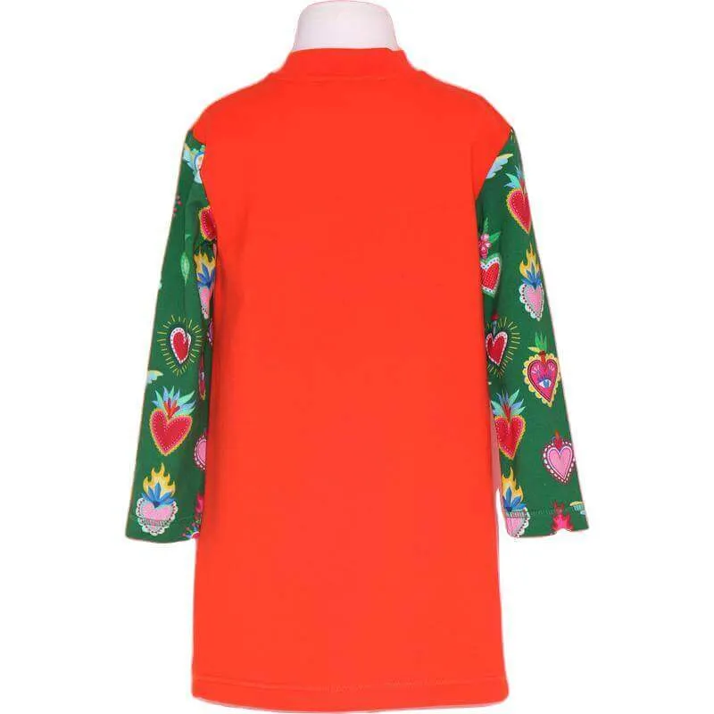 Girls Multi Coloured Heart Patch Dress