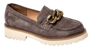 Grey Suede Chain Loafer