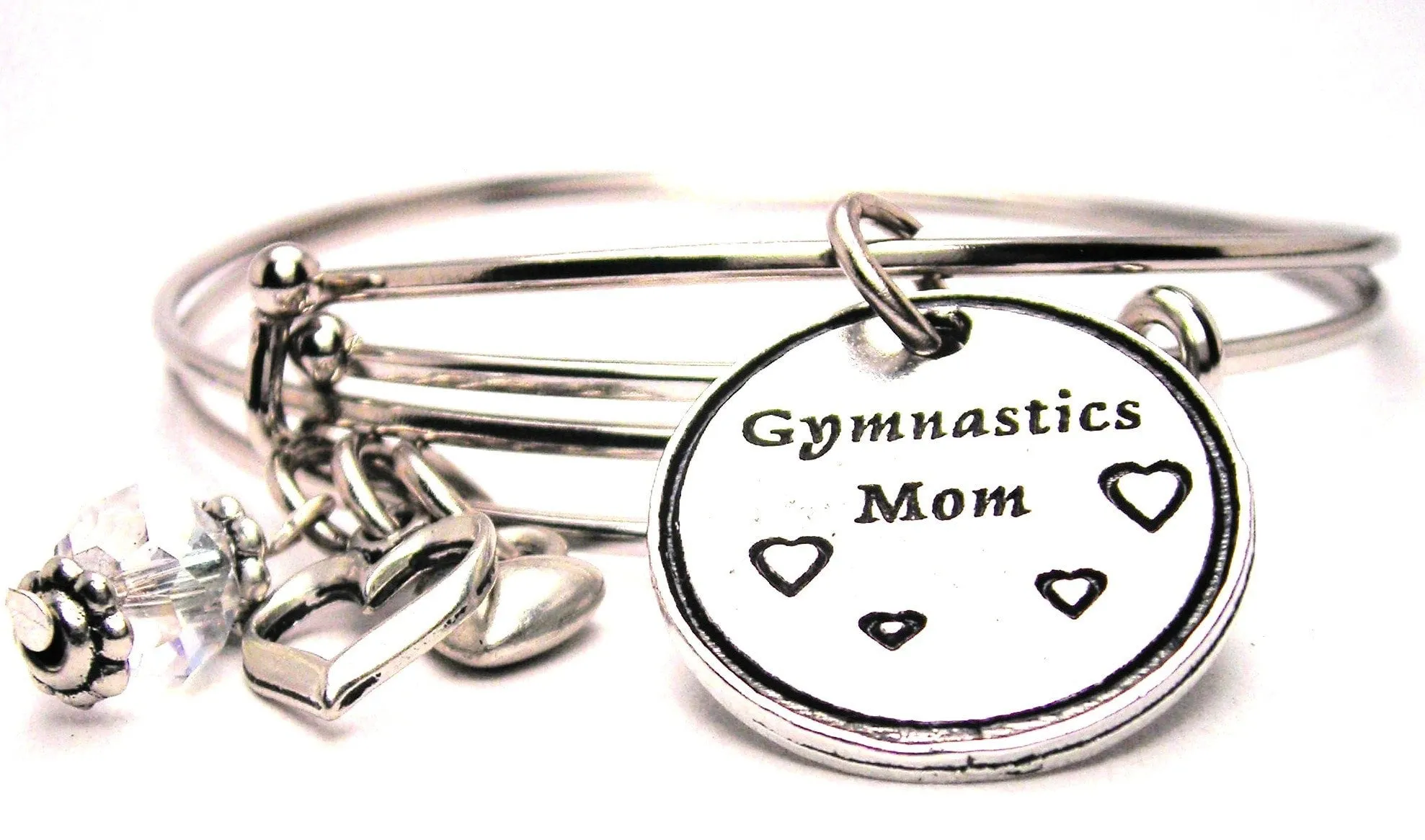 Gymnastics Mom Circle Expandable Bangle Bracelet Set