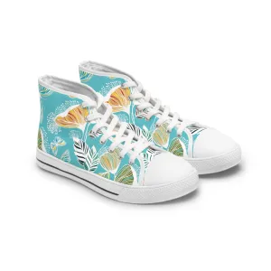 Hand Drawn Flowers Women's High Top Sneakers