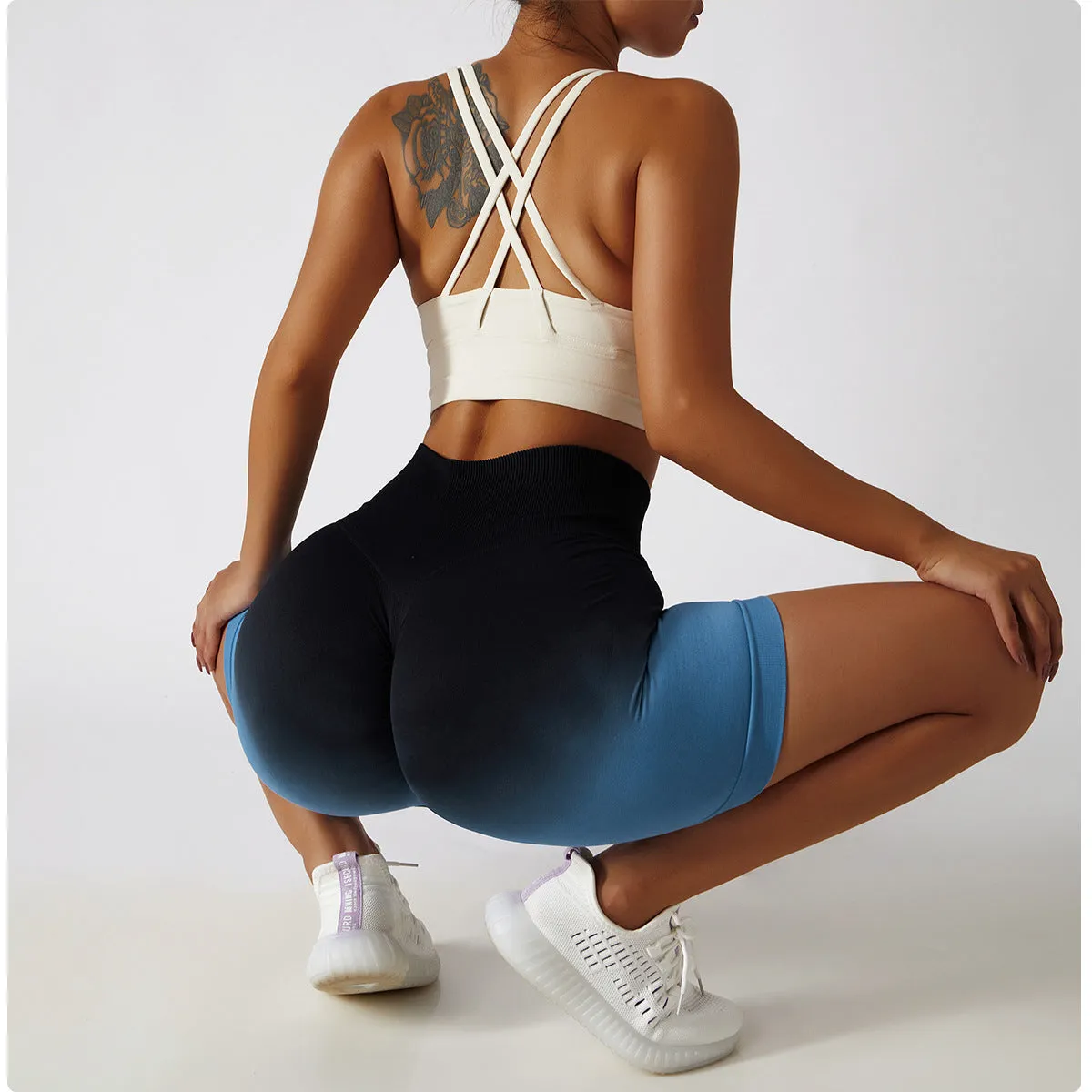 High-waisted Gradient Seamless Sports Shorts