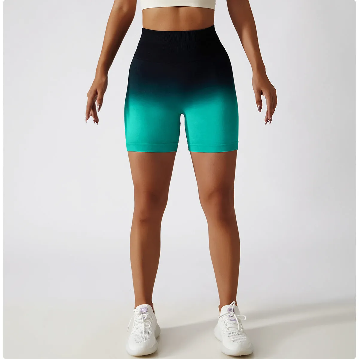 High-waisted Gradient Seamless Sports Shorts