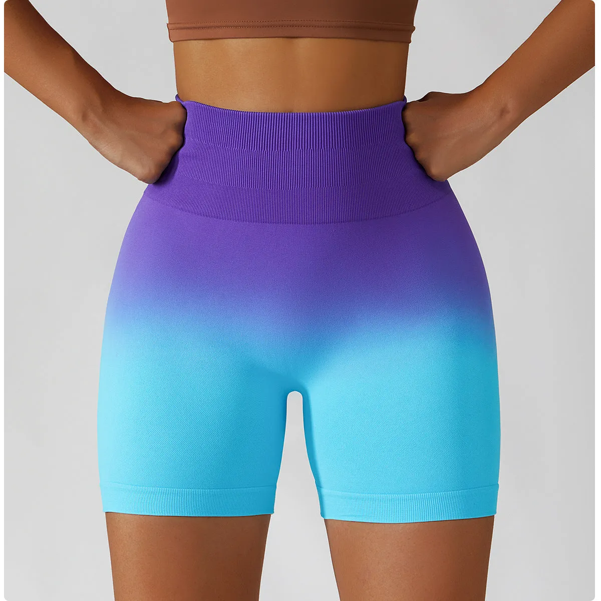 High-waisted Gradient Seamless Sports Shorts