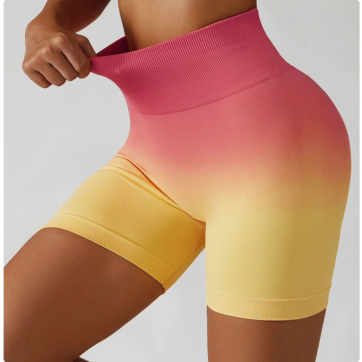 High-waisted Gradient Seamless Sports Shorts