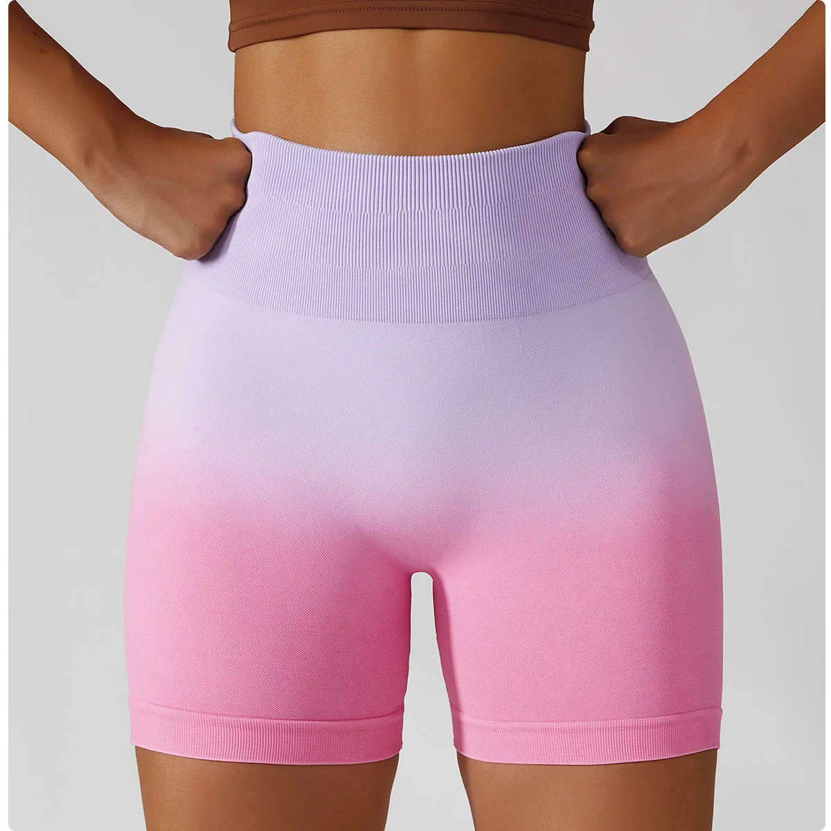 High-waisted Gradient Seamless Sports Shorts