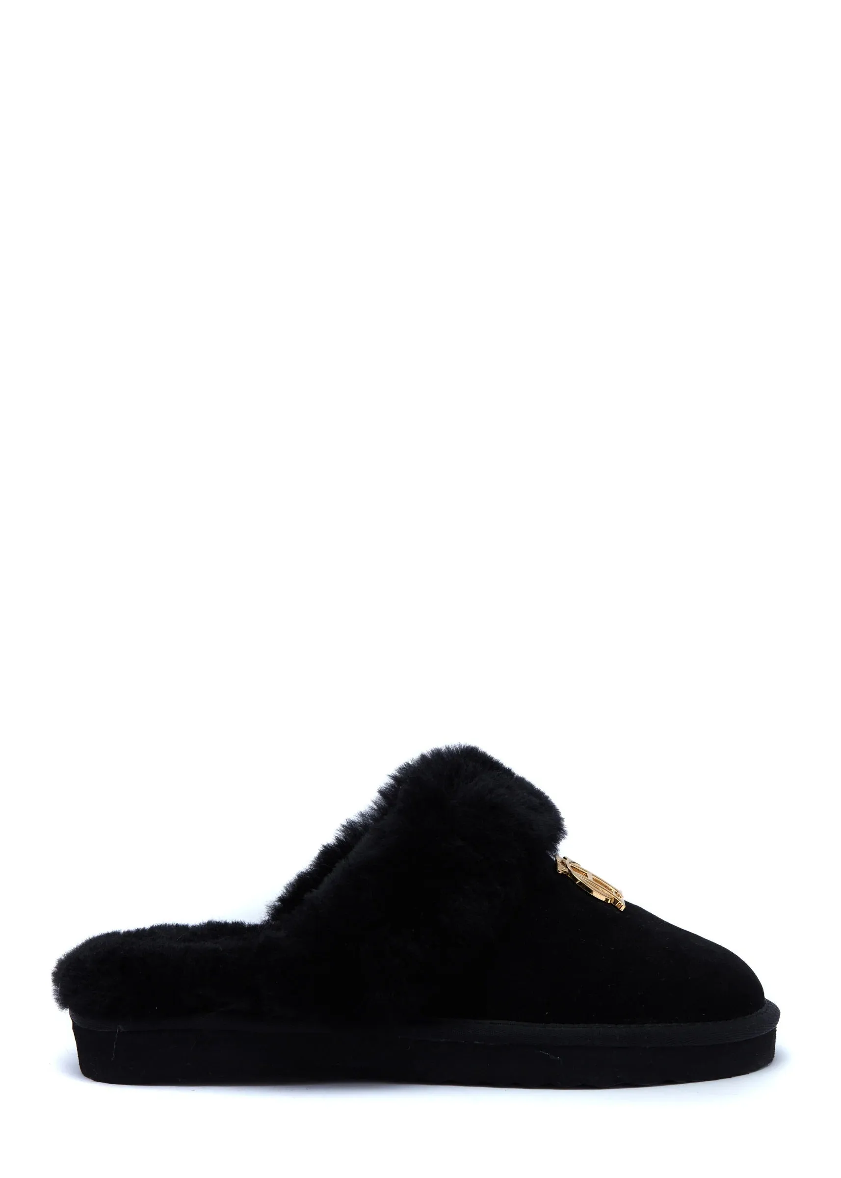 Holland Cooper Shearling Slipper in Black