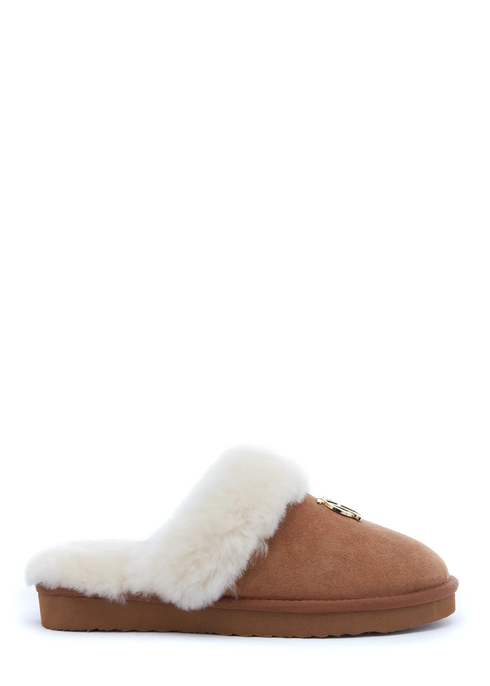 Holland Cooper Shearling Slipper in Tan