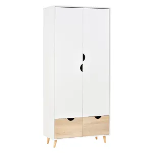 HOMCOM 2-Door Clothes Wardrobe with Rail, Shelf, and 2 Drawers – Elegant White Storage for Dresses, Coats, Shoes & More