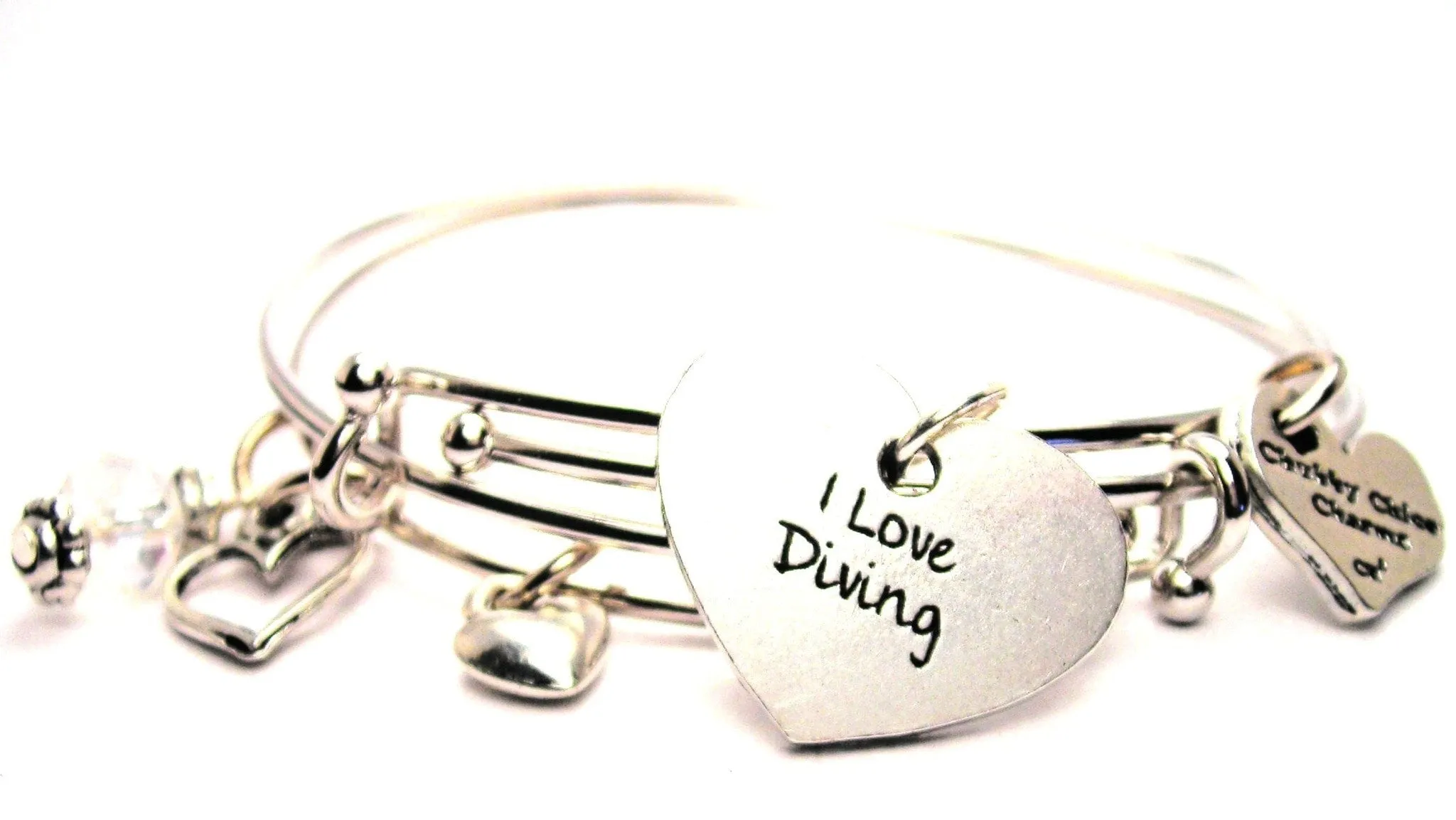 I Love Diving Expandable Bangle Bracelet Set