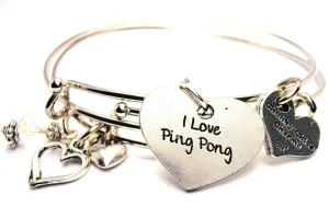 I Love Ping Pong Expandable Bangle Bracelet Set