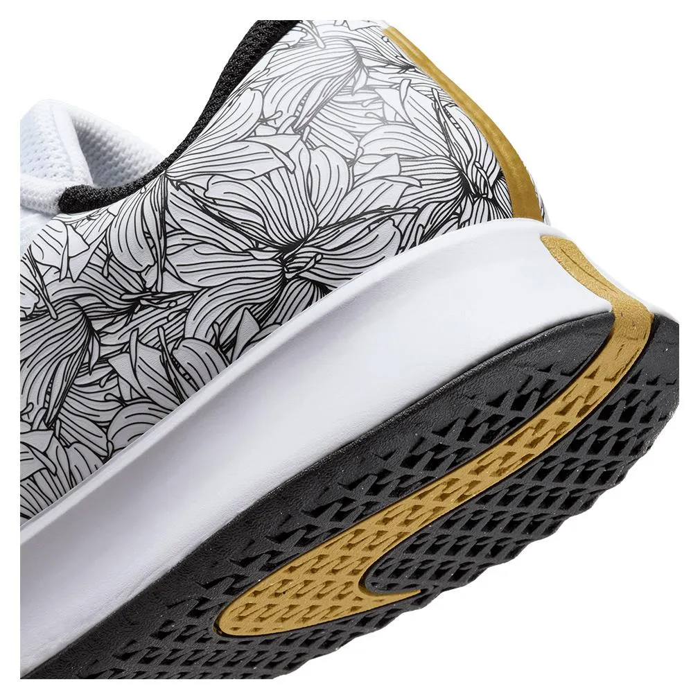 Juniors` Magnolia Air Zoom Vapor Pro 2 Tennis Shoes White and Metallic Gold