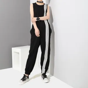 Korean Style Black and White Striped Overall | Millennials