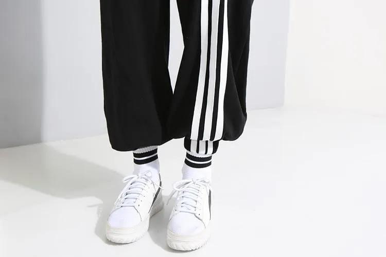 Korean Style Black and White Striped Overall | Millennials