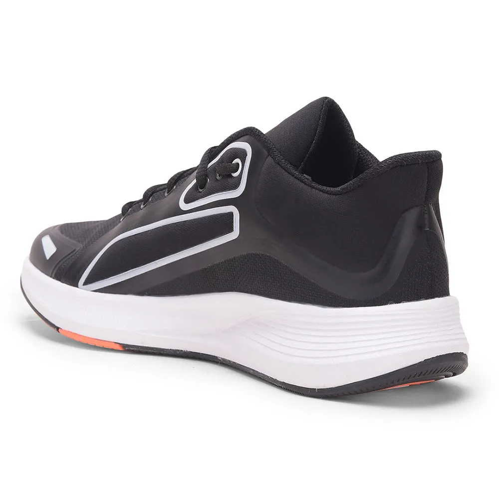 Leap7x Sports Black Lacing Running Shoes For Men GRIPPER-1E By Liberty