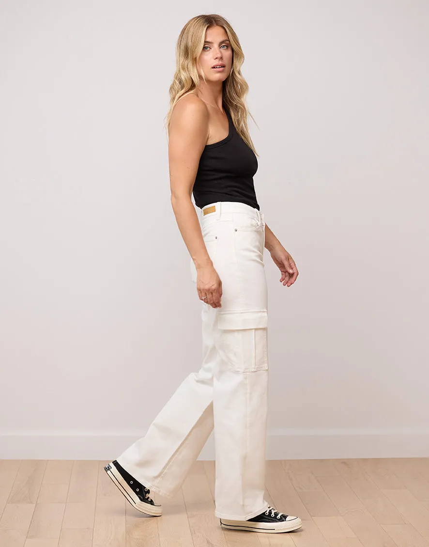 LILY WIDE LEG JEANS / PEARL WHITE CARGO