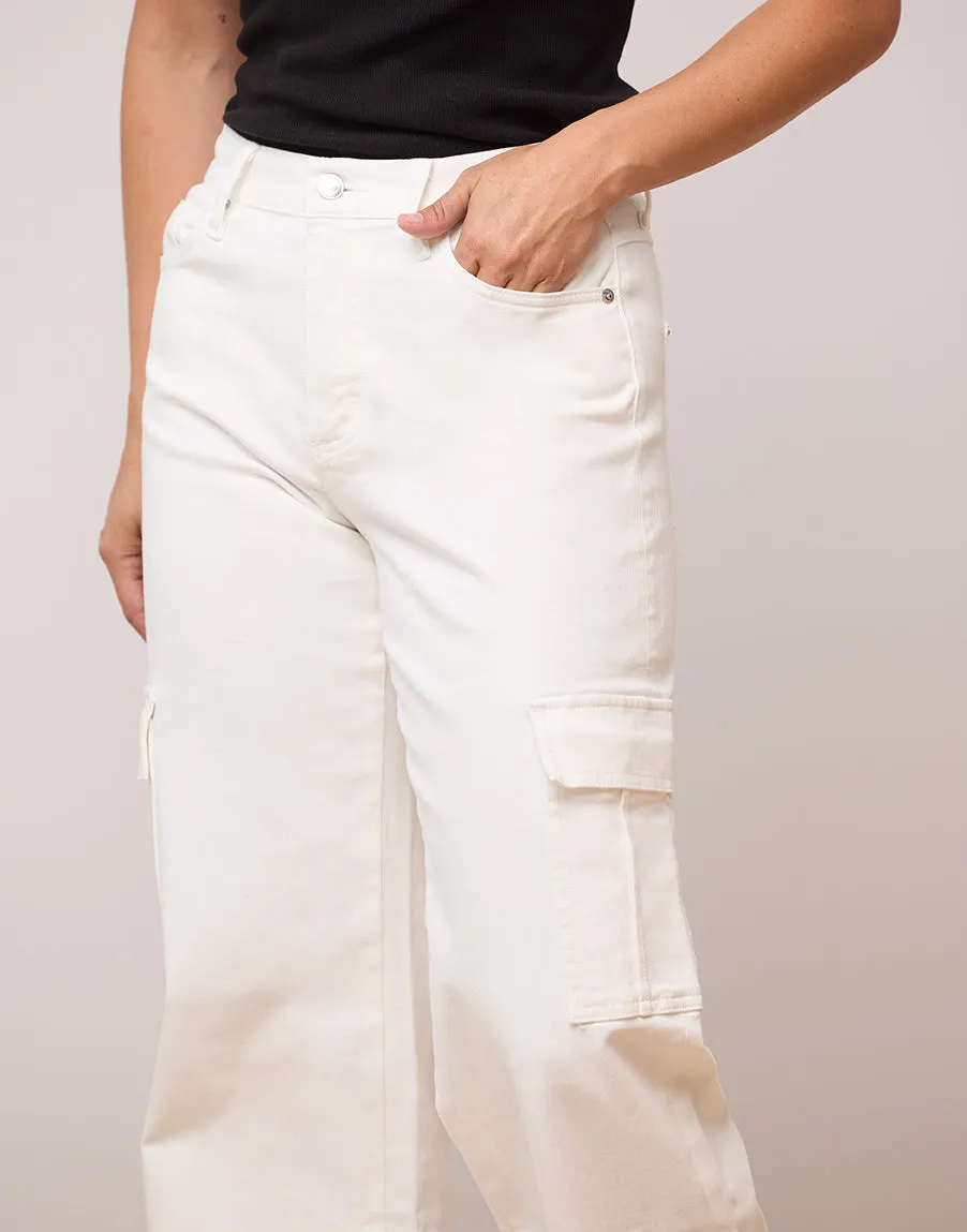 LILY WIDE LEG JEANS / PEARL WHITE CARGO