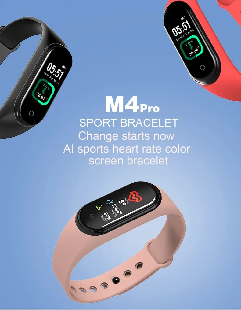 M4 Pro Smart Fitness Watch with Body Temperature Monitor