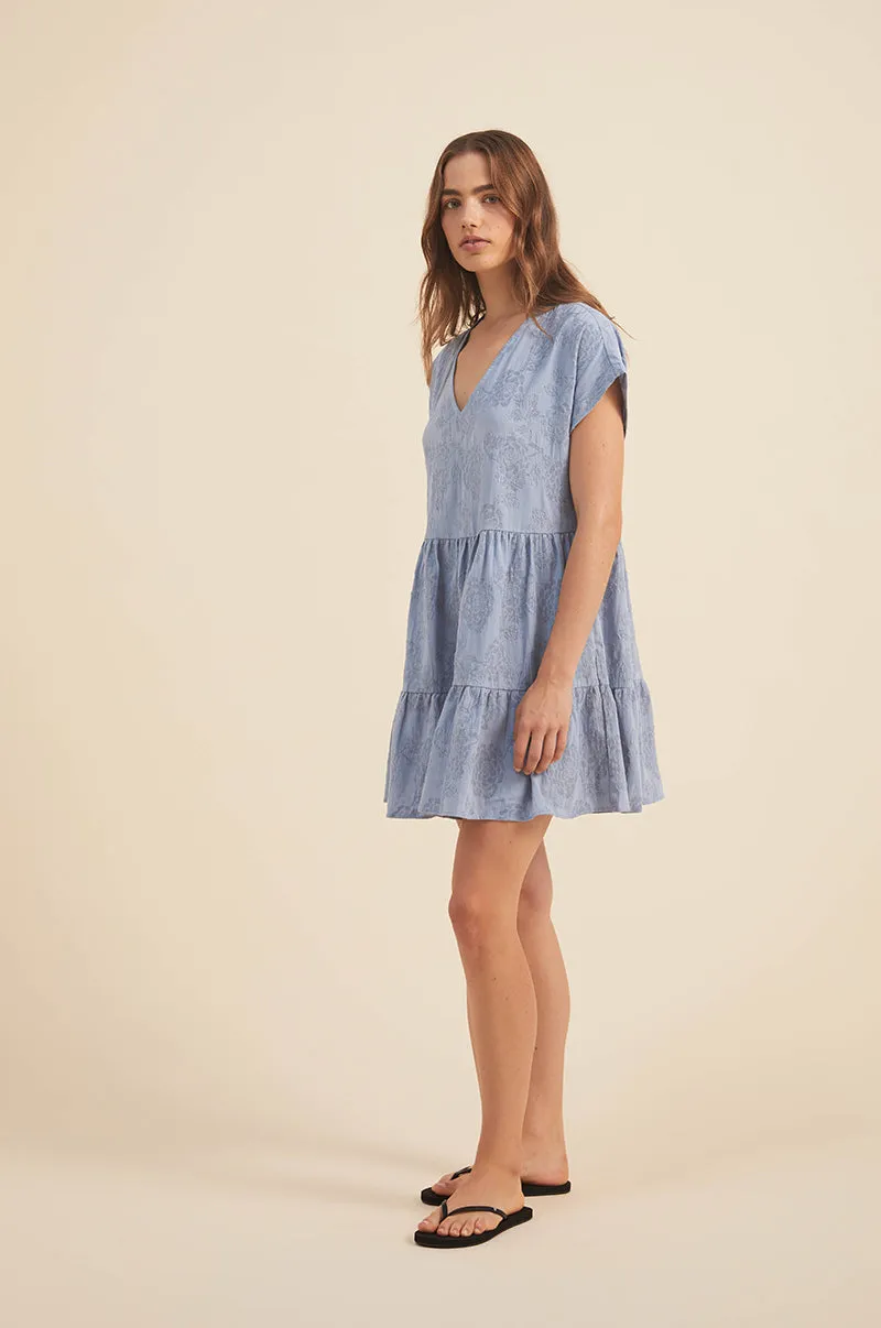 MAIA Dress - chambray blue cotton blend