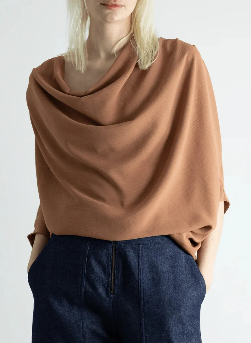 Meg Abstraction Cowl Top (Latte)