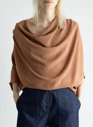 Meg Abstraction Cowl Top (Latte)