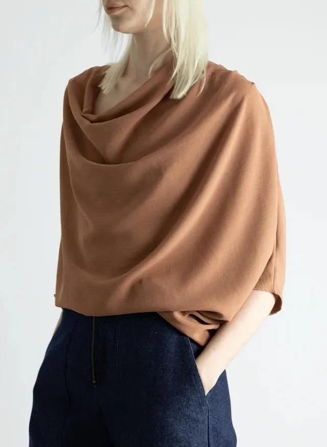 Meg Abstraction Cowl Top (Latte)