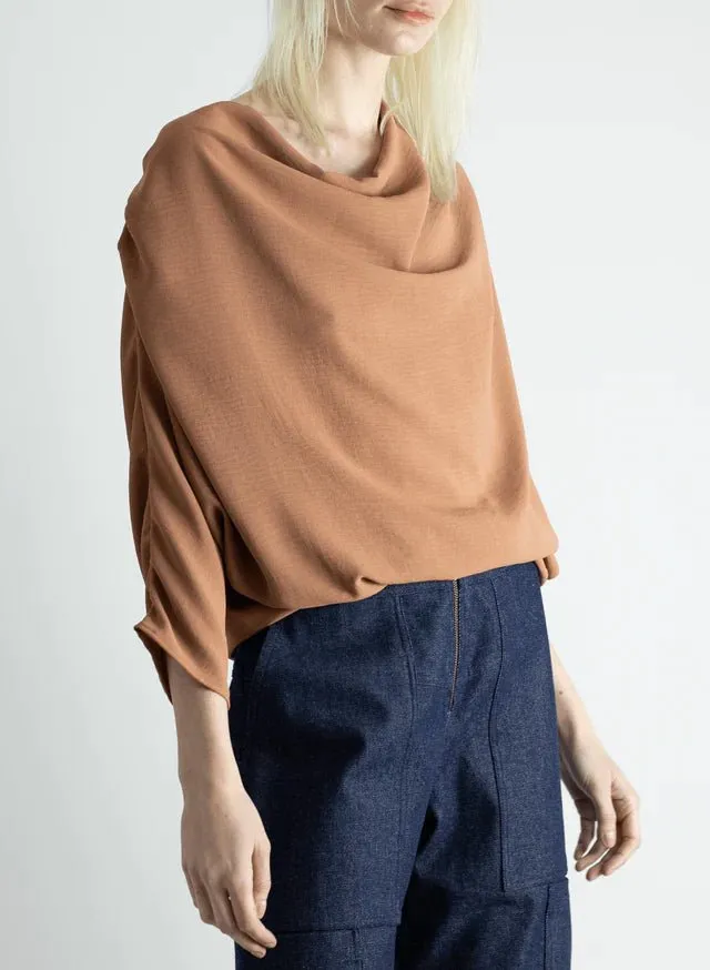 Meg Abstraction Cowl Top (Latte)