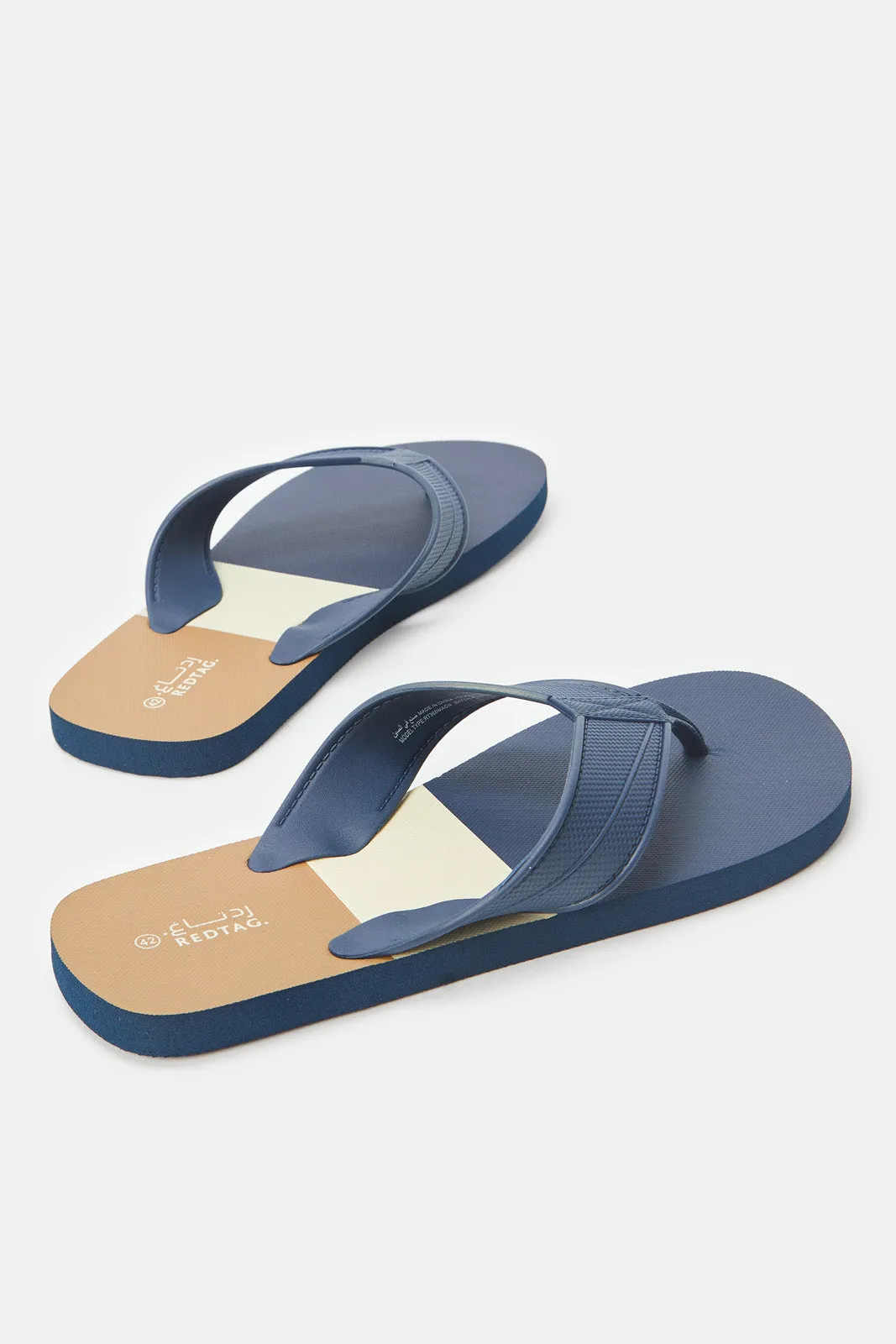 Men Blue Toe Post Flip Flops