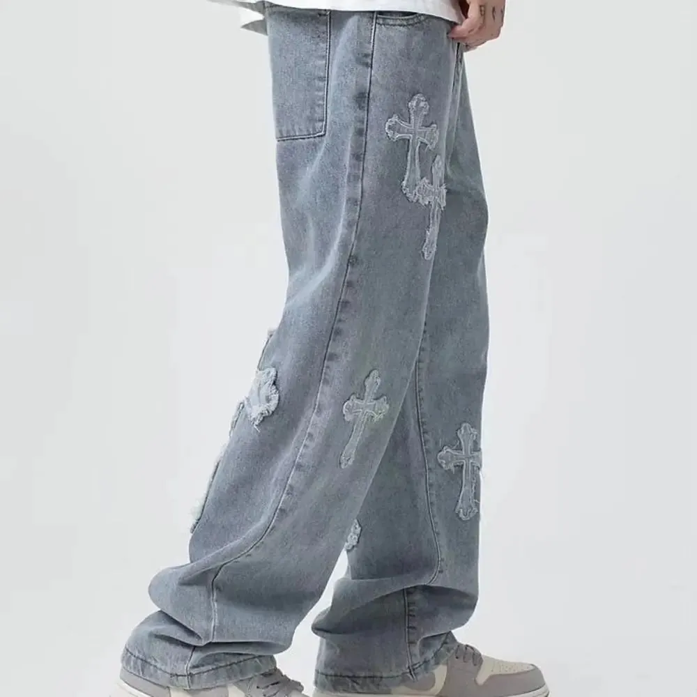 Men's High Street Jeans Long Pants Hip Hop Hong Kong Style