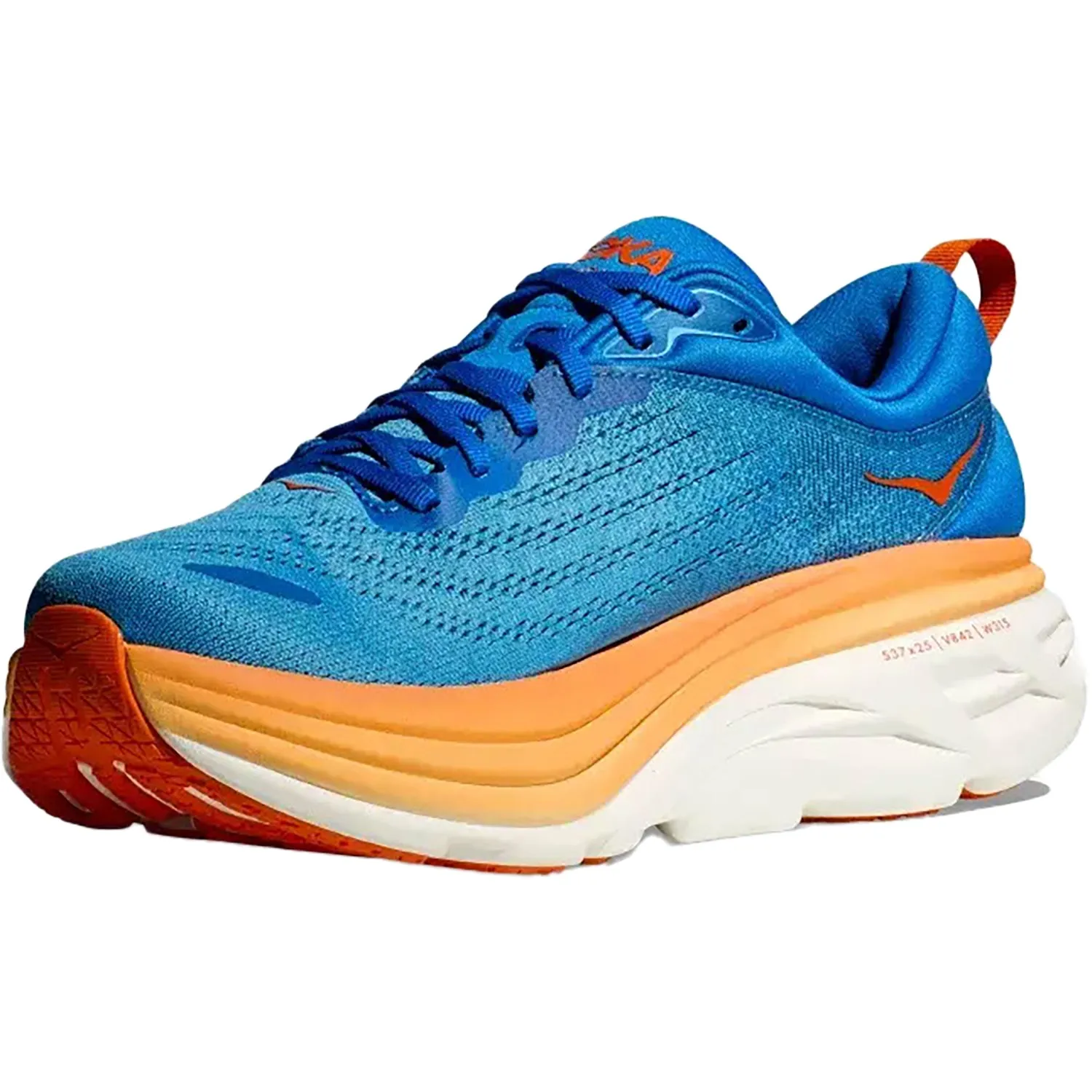 Men's Hoka Bondi 8 Coastal Sky/Vibrant Orange Mesh