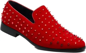 Men's Red Velvet Rhinestone Studded Designer Shoes