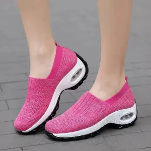 Mesh Sports Shoes Breathable Slip On Air Cushion Sneakers Casual Thick Bottom Heightened Shoes for Women