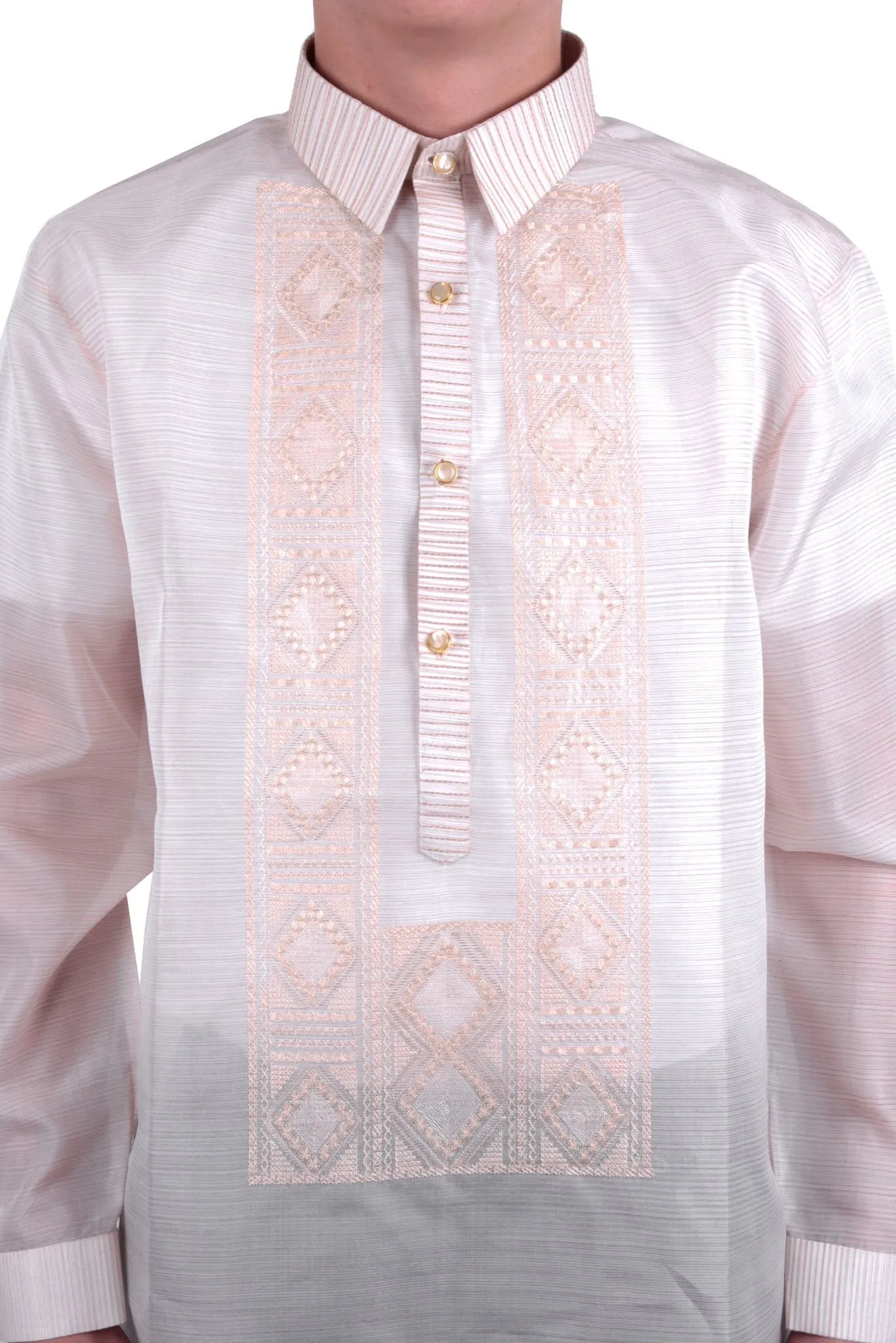 MJ36 - MADE-TO-ORDER - Jusi Pina Barong Tagalog Ethnic Stripe